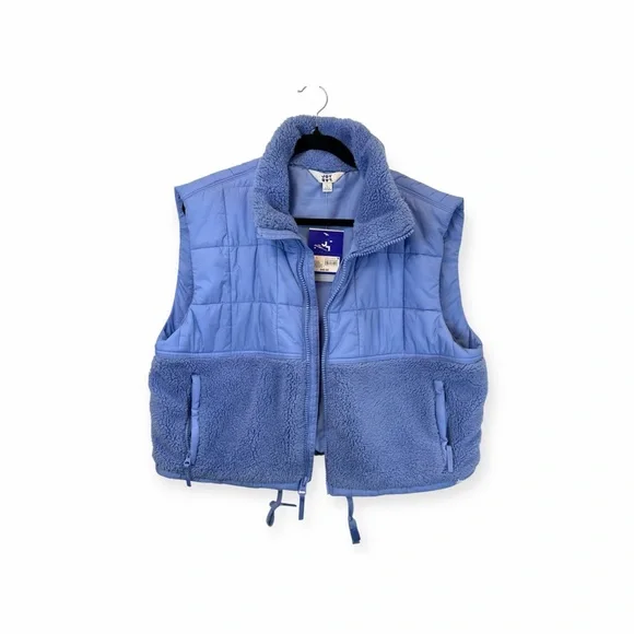 Joy Lab Quilted Sherpa Fleece Vest NWT Blue Puffer Athleisure Activewear L - Picture 3 of 9